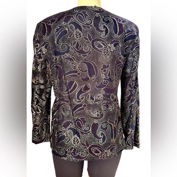 Vintage Norton McNaughton Velvet Paisley Blazer Jacket Size 12 Made in USA NWT - Picture 2 of 10